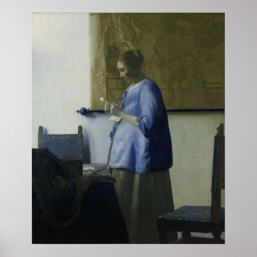 Vrouw in blauw Lezen een brief van Vermeer - Poste Poster (Voorkant)