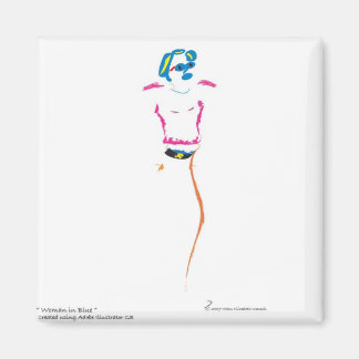 Vrouw in blauw magneet