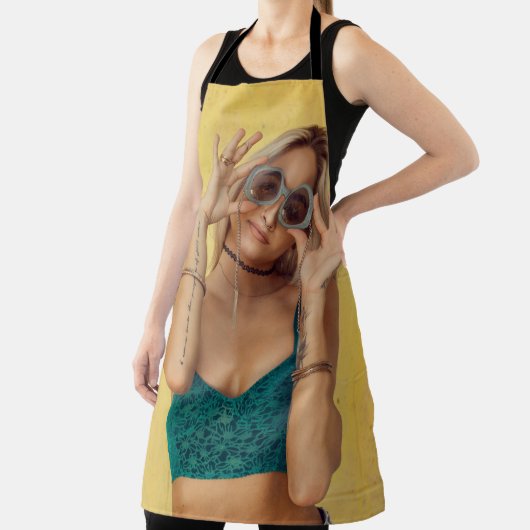 Vrouw in blauwe Gibraltar met zonnebril Schort (Insitu)