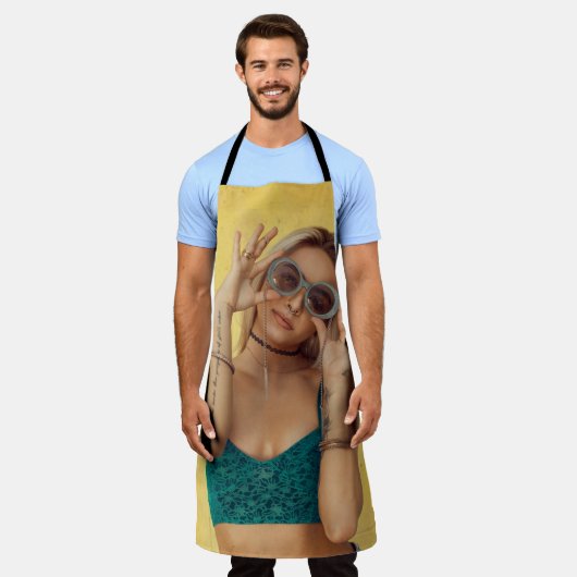 Vrouw in blauwe Gibraltar met zonnebril Schort (Gedragen)