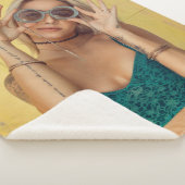 Vrouw in blauwe Gibraltar met zonnebril Sherpa Deken (3/4)