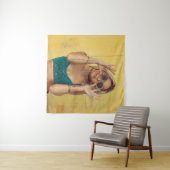 Vrouw in blauwe Gibraltar met zonnebril Wandkleed (In Situ (horizontaal))