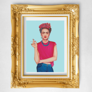 Vrouw in blauwe jeans olieverfschilderij perfect poster