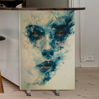 Vrouw in blauwe rook ontkoppeling tissuepapier