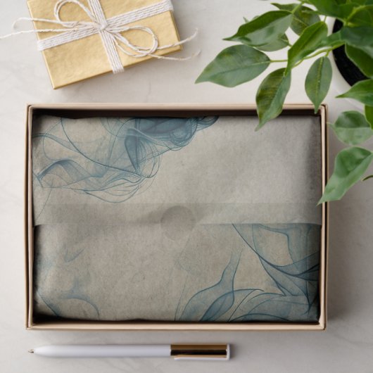 Vrouw in blauwe rook ontkoppeling tissuepapier (Geschenk)