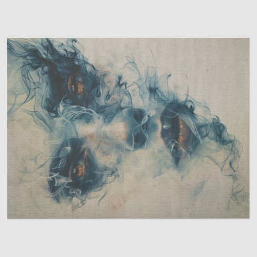 Vrouw in blauwe rook ontkoppeling tissuepapier (Voorkant)