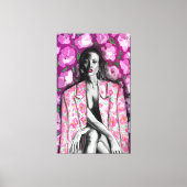 Vrouw in Bloemen Jasje Canvas Print (Voorkant)