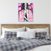 Vrouw in Bloemen Jasje Canvas Print (Insitu (Slaapkamer))