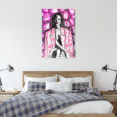 Vrouw in bloemenjas canvasprint canvas afdruk (Insitu (Slaapkamer))