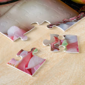 Vrouw in bloemetjesjurk met fruitdisplay legpuzzel (Zijkant)