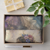 Vrouw in bloemetjespatchworkjurk in maanverlichte  tissuepapier (Geschenk)