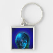 Vrouw in blue sleutelhanger (Voorkant)