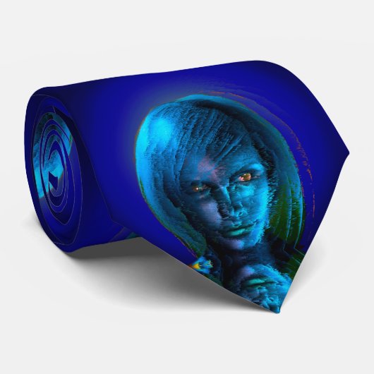 Vrouw in blue stropdas (Opgerold)