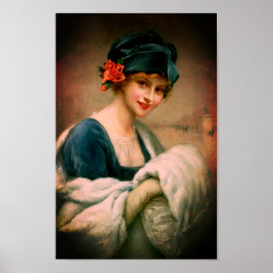  vrouw in bontmoerasportret poster
