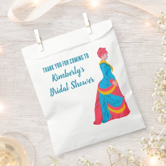 Vrouw in Bustle Dress Gepersonaliseerd Vrijgezelle Bedankzakje (Geknipt)