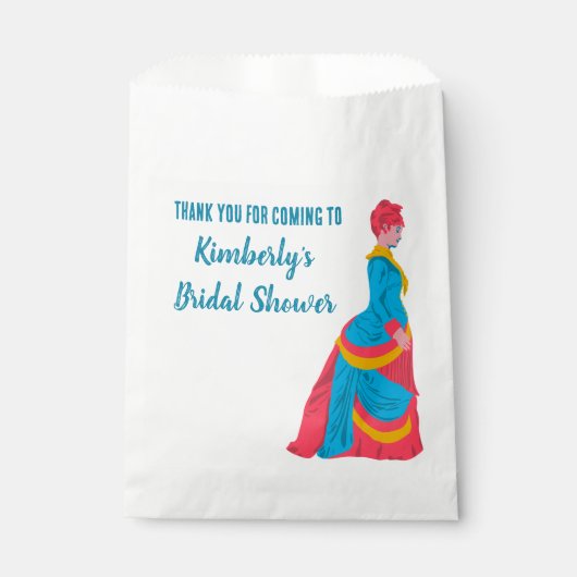 Vrouw in Bustle Dress Gepersonaliseerd Vrijgezelle Bedankzakje (Voorkant)