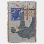 Vrouw in Cafe met spetters Deken (Voorkant Verticaal)