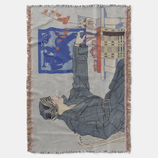 Vrouw in Cafe met  spetters Deken (Voorkant Verticaal)