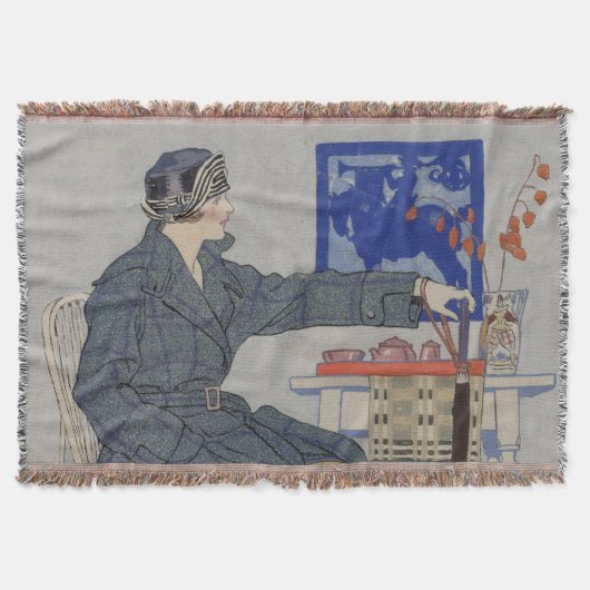 Vrouw in Cafe met spetters Deken (Voorkant)