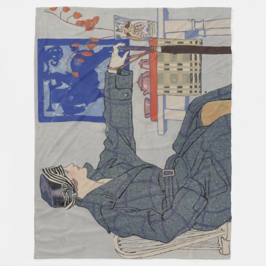 Vrouw in Cafe met  spetters Fleece Deken (Voorkant)