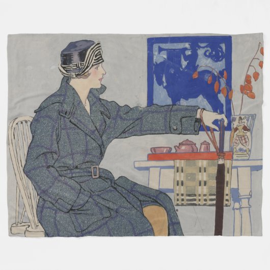 Vrouw in Cafe met spetters Fleece Deken (Voorkant (Horizontaal))