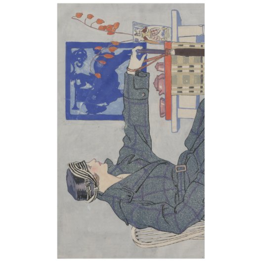 Vrouw in Cafe met spetters Tafelkleed (Voorkant)