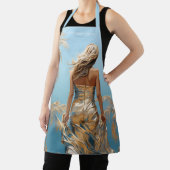 Vrouw in Champaigne kleur jurk blauw esthetisch Schort (Insitu)