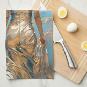 Vrouw in Champaigne kleur jurk blauw esthetisch Theedoek (Quarter Fold)