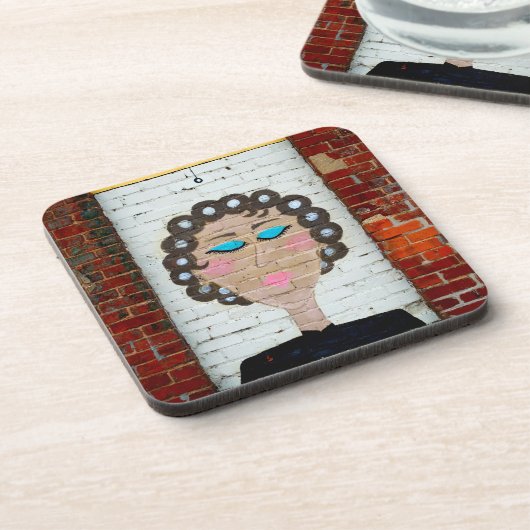 Vrouw in Curlers Drankjes Onderzetter (Linkerzijde)