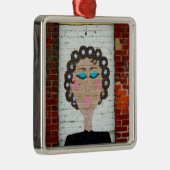 Vrouw in Curlers Metalen Ornament (Rechts)