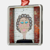 Vrouw in Curlers Metalen Ornament (Links)