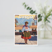 Vrouw in Cusco Peru Reizen Briefkaart (Staand voorkant)