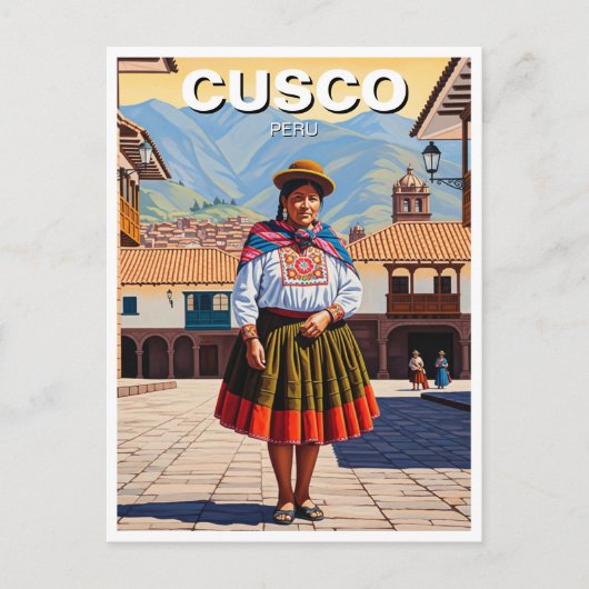 Vrouw in Cusco Peru Reizen Briefkaart (Voorkant)