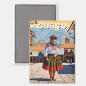 Vrouw in Cusco Peru Reizen Magneet (Voorkant / Achterkant)