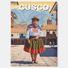 Vrouw in Cusco Peru Reizen Magneet