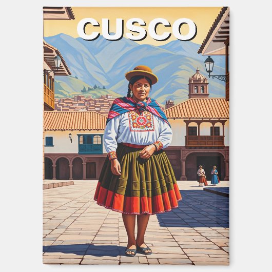 Vrouw in Cusco Peru Reizen Magneet (Voorkant)