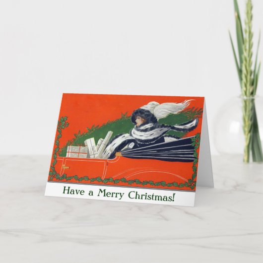  vrouw in de auto kerst Kaart (Voorkant)