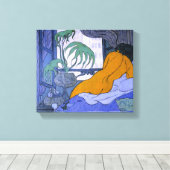Vrouw in de blauwe kamer (door Paul Ranson) Canvas Afdruk (Insitu (Houten vloer))