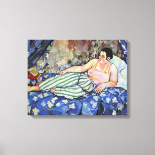 Vrouw in de blauwe slaapkamer (van Suzanne Valadon Canvas Afdruk