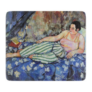 Vrouw in de blauwe slaapkamer (van Suzanne Valadon Snijplank