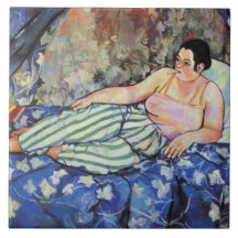 Vrouw in de blauwe slaapkamer (van Suzanne Valadon