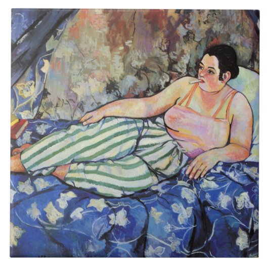 Vrouw in de blauwe slaapkamer (van Suzanne Valadon Tegeltje (Voorkant)