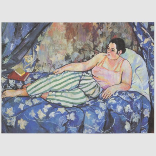 Vrouw in de blauwe slaapkamer (van Suzanne Valadon Tissuepapier (Voorkant)