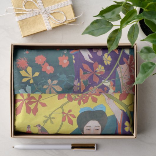 Vrouw in de Bloertuin, Goyō Hashiguchi Tissuepapier (Geschenk)