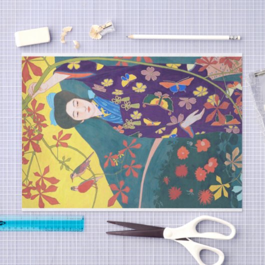Vrouw in de Bloertuin, Goyō Hashiguchi Tissuepapier (Craft)