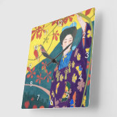 Vrouw in de Bloertuin, Goyō Hashiguchi Vierkante Klok (Hoek)