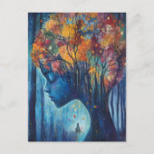 Vrouw in de Bomen Briefkaart (Voorkant)