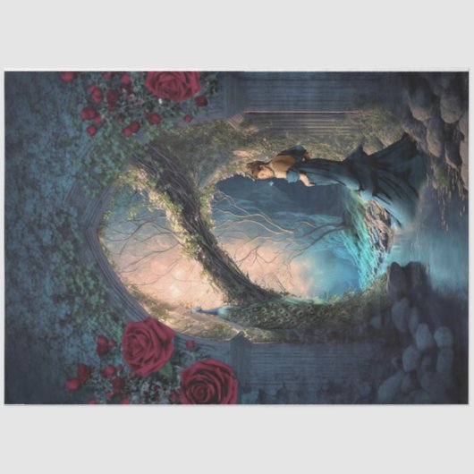 Vrouw in de Bossen Fantasy Portret Art Tissuepapier (Voorkant)