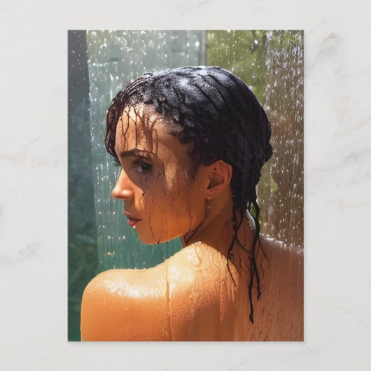 Vrouw in de douche briefkaart (Voorkant)