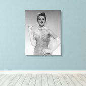 Vrouw in de dress canvas afdruk (Insitu (Houten vloer))